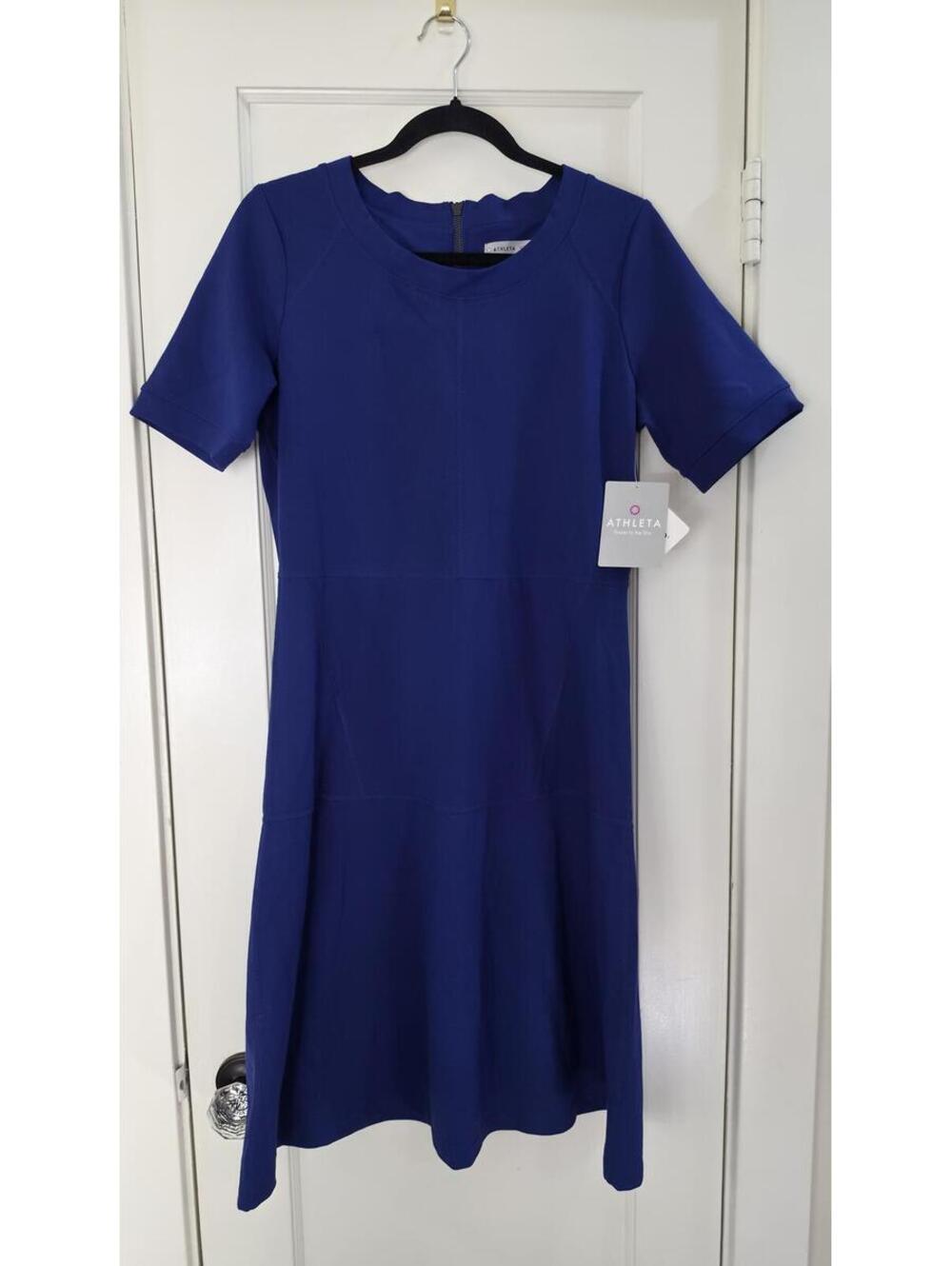 Athleta Royal Blue Short Sleeve Fit & Flare Dress Size Regular 8